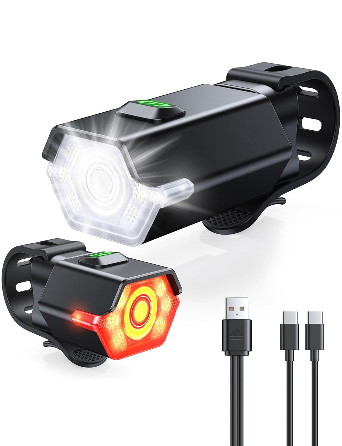 Zewdov 1000 Lumen Bike Lights – USB-C rechargeable front and rear set