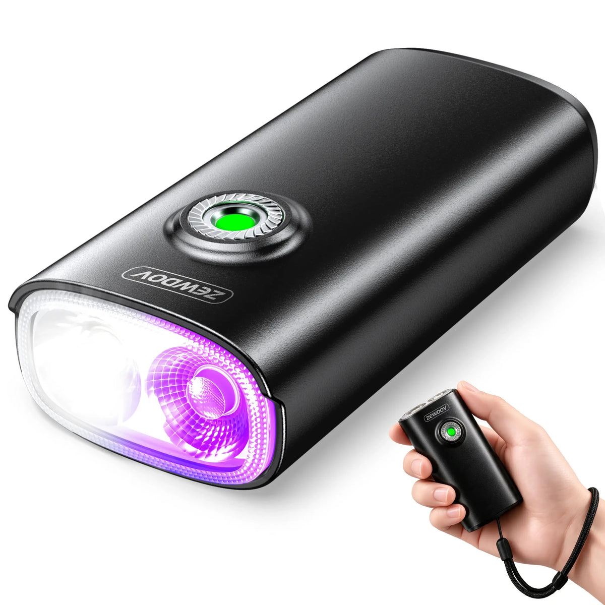 1200LM Bright Pocket EDC Flashlight Rechargeable with 395nm UV Light - zewdov