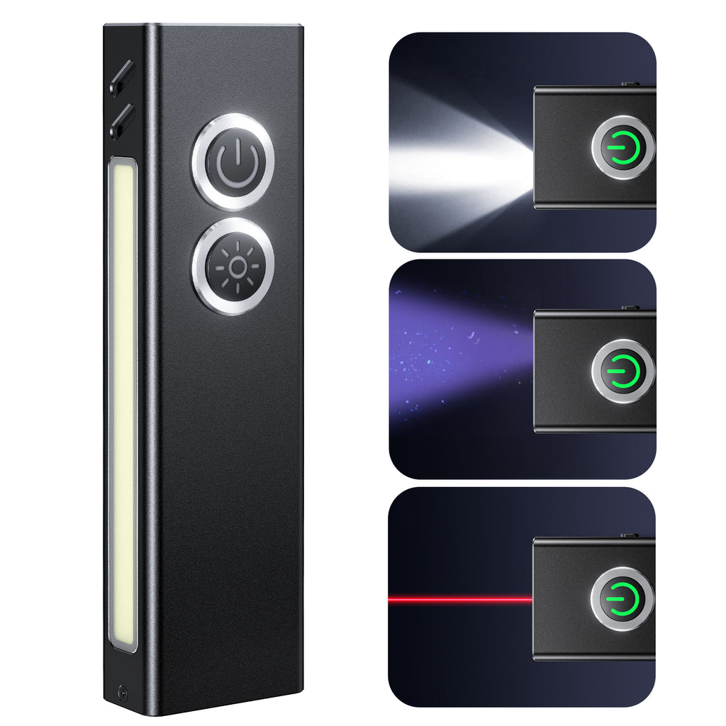 Zewdov Rechargeable EDC Flashlight 1300 Lumen, USB-C Mini Pocket Torch – 5 Light Sources