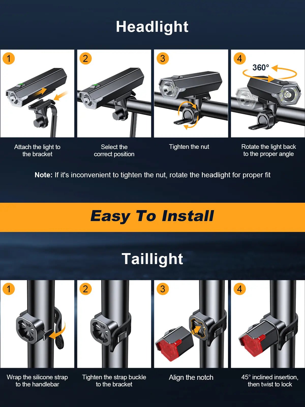 2026 Bike Lights Side Light 360 Visibility – 1000LM USB-C - zewdov