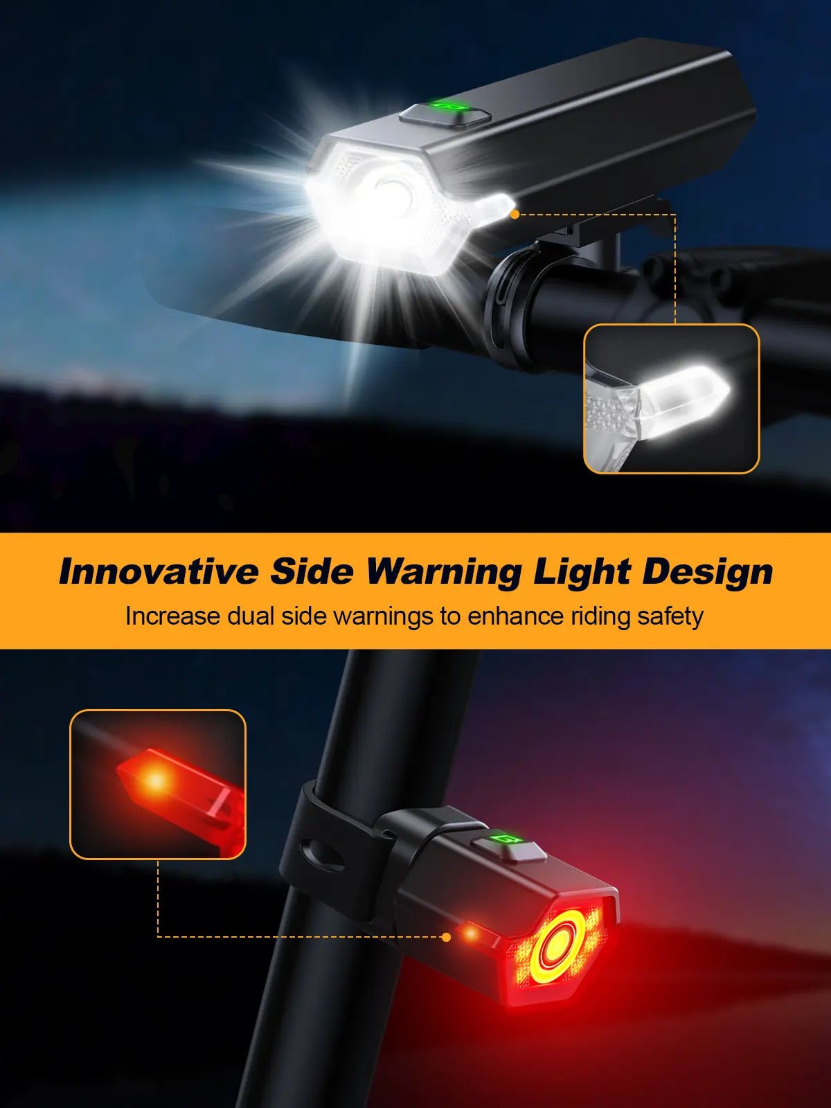 2026 Bike Lights Side Light 360 Visibility – 1000LM USB-C - zewdov