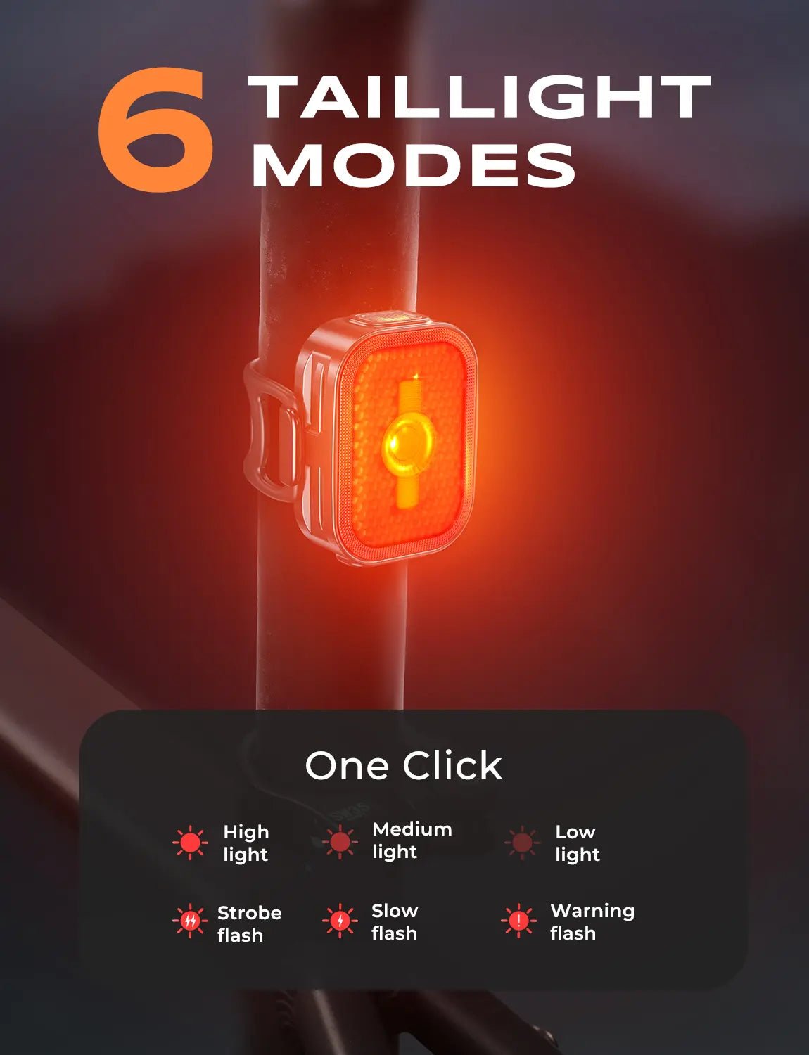 2026 Ultra Slim Bike Lights Reflectors – 8+6 Modes Headlight Taillight - zewdov