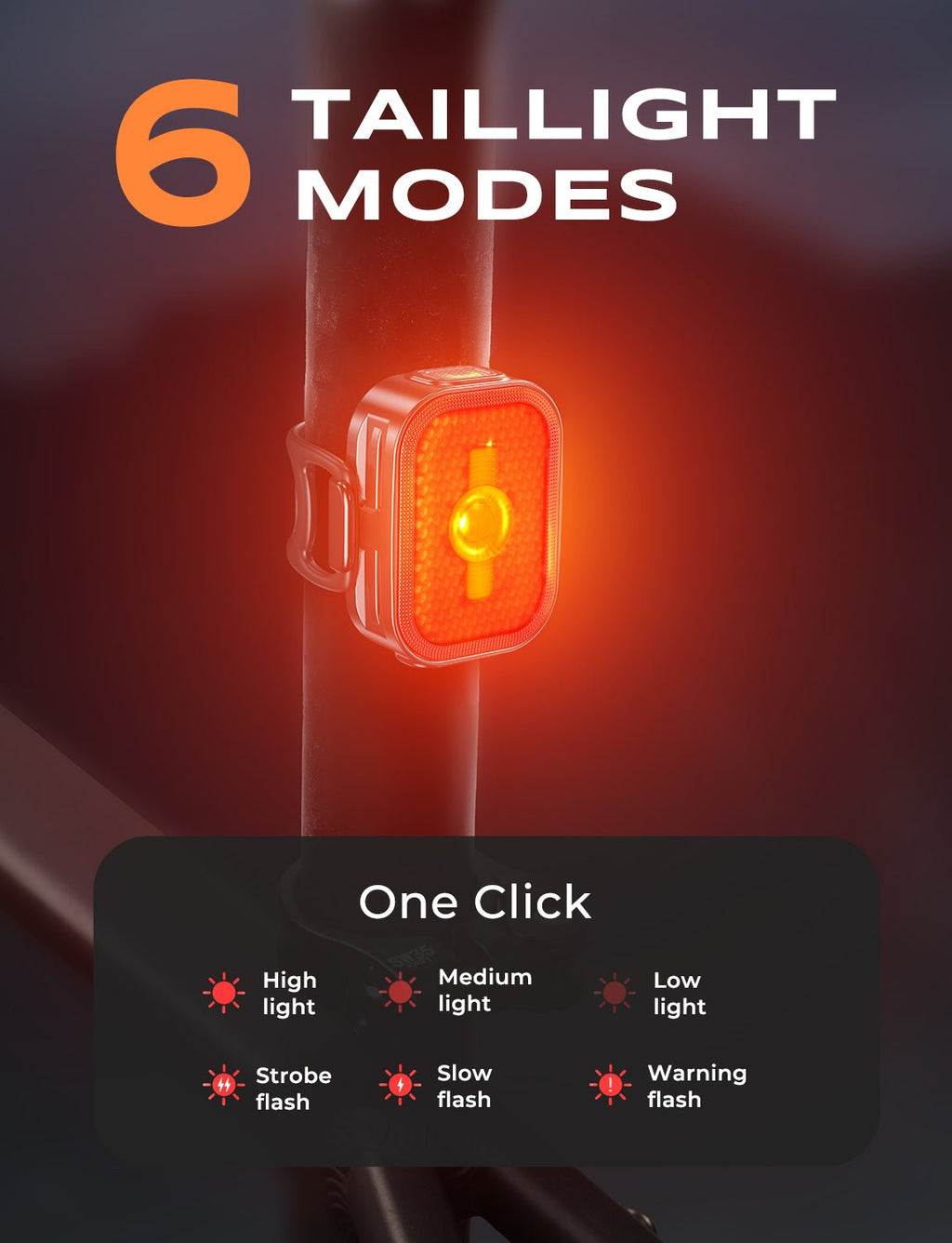 2026 Ultra Slim Bike Lights with Reflectors, 8+6 Modes Bike Headlight and Tail Light Bulb Retainers - zewdov