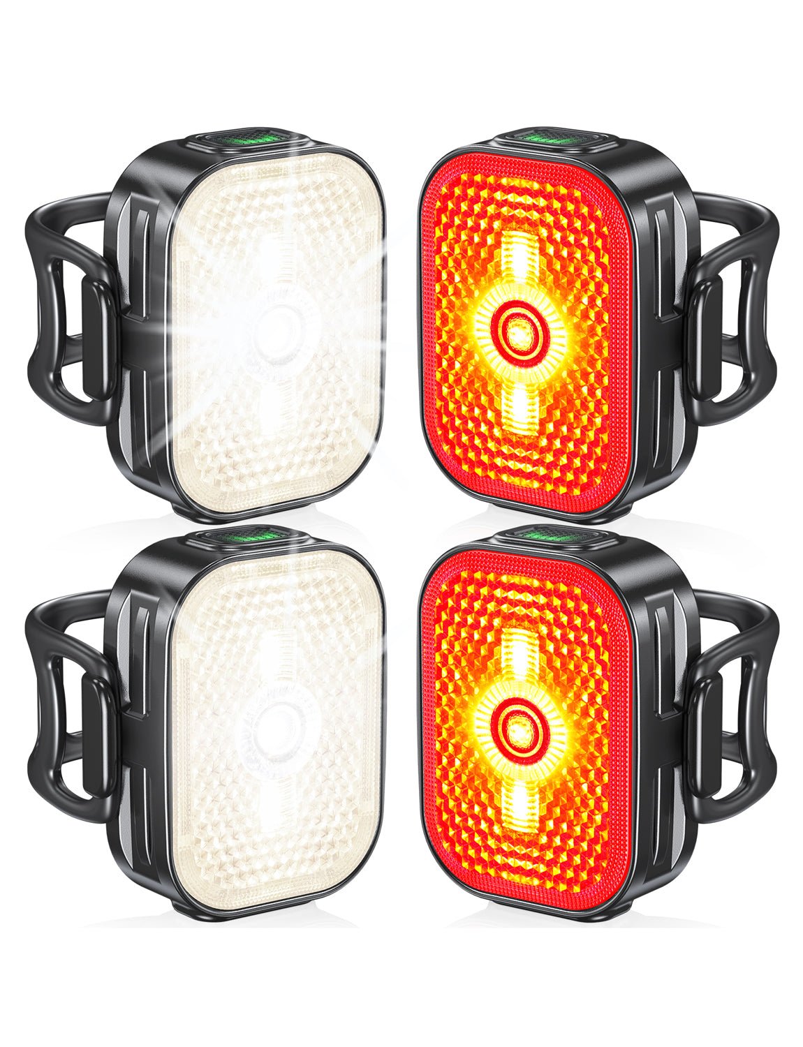 2026 Ultra Slim Bike Lights with Reflectors, 8+6 Modes Bike Headlight and Tail Light Bulb Retainers - zewdov