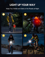 Bike Lights Super Bright, Rechargeable Bicycle Lights Set Multiple - zewdov
