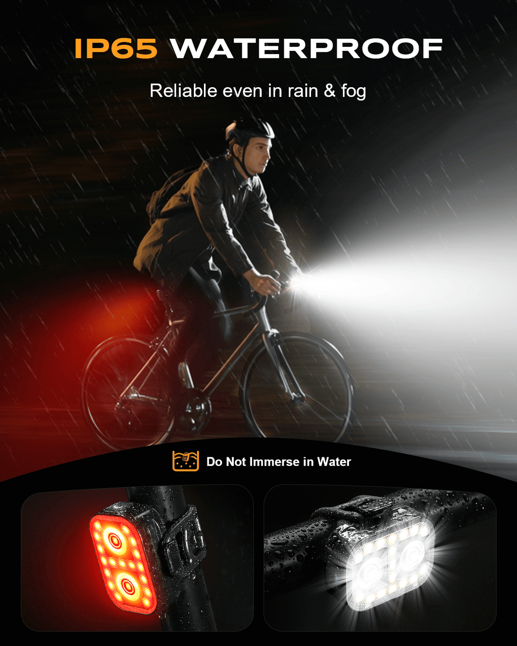 Bike Lights, Ultra-Slim & Lightweight Rechargeable Bicycle Lights Set - zewdov