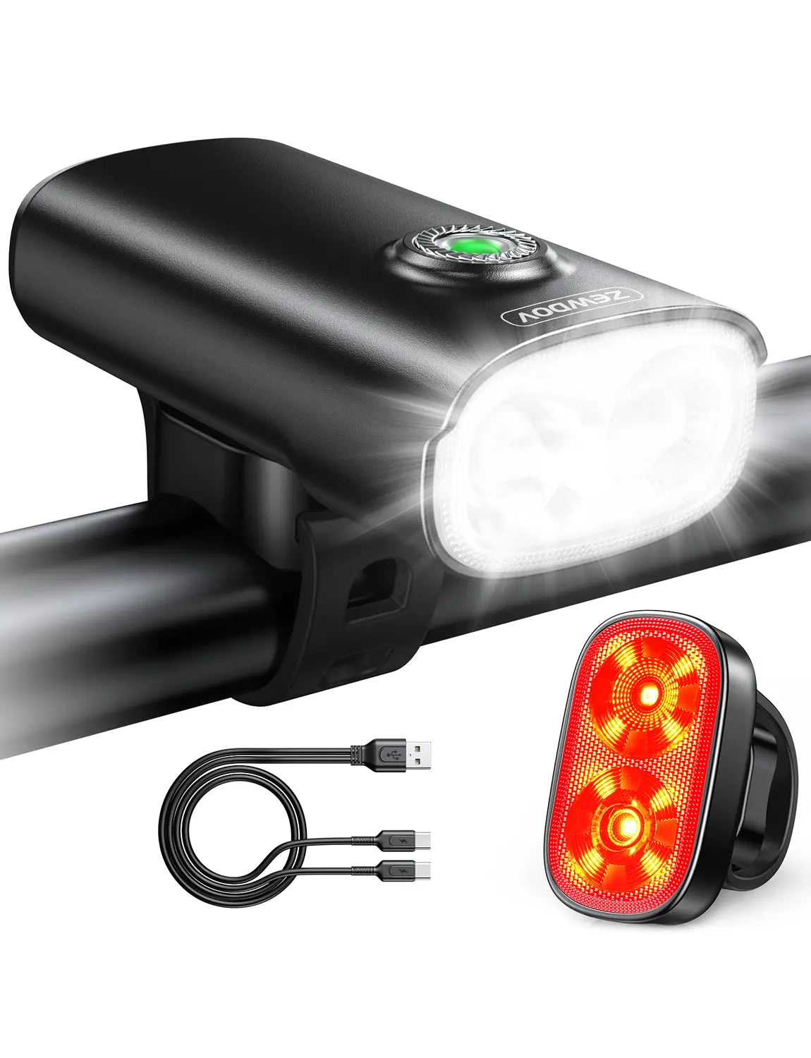 Zewdov 1000LM Bike Lights for Night Riding with Spotlight & Floodlight | Smart Indicator