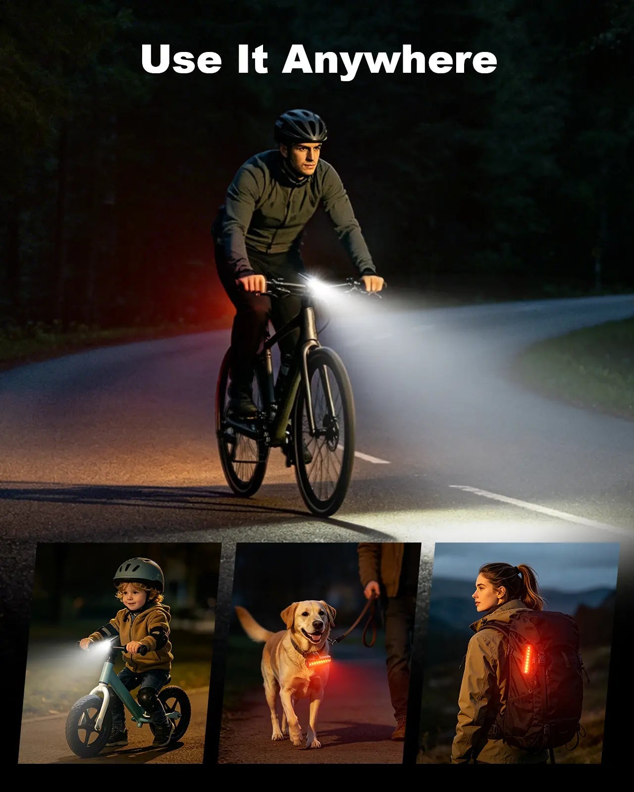 Zewdov 1200LM Bike Light, 2600mAh USB Rechargeable, 2 Ultra Bright LED - zewdov