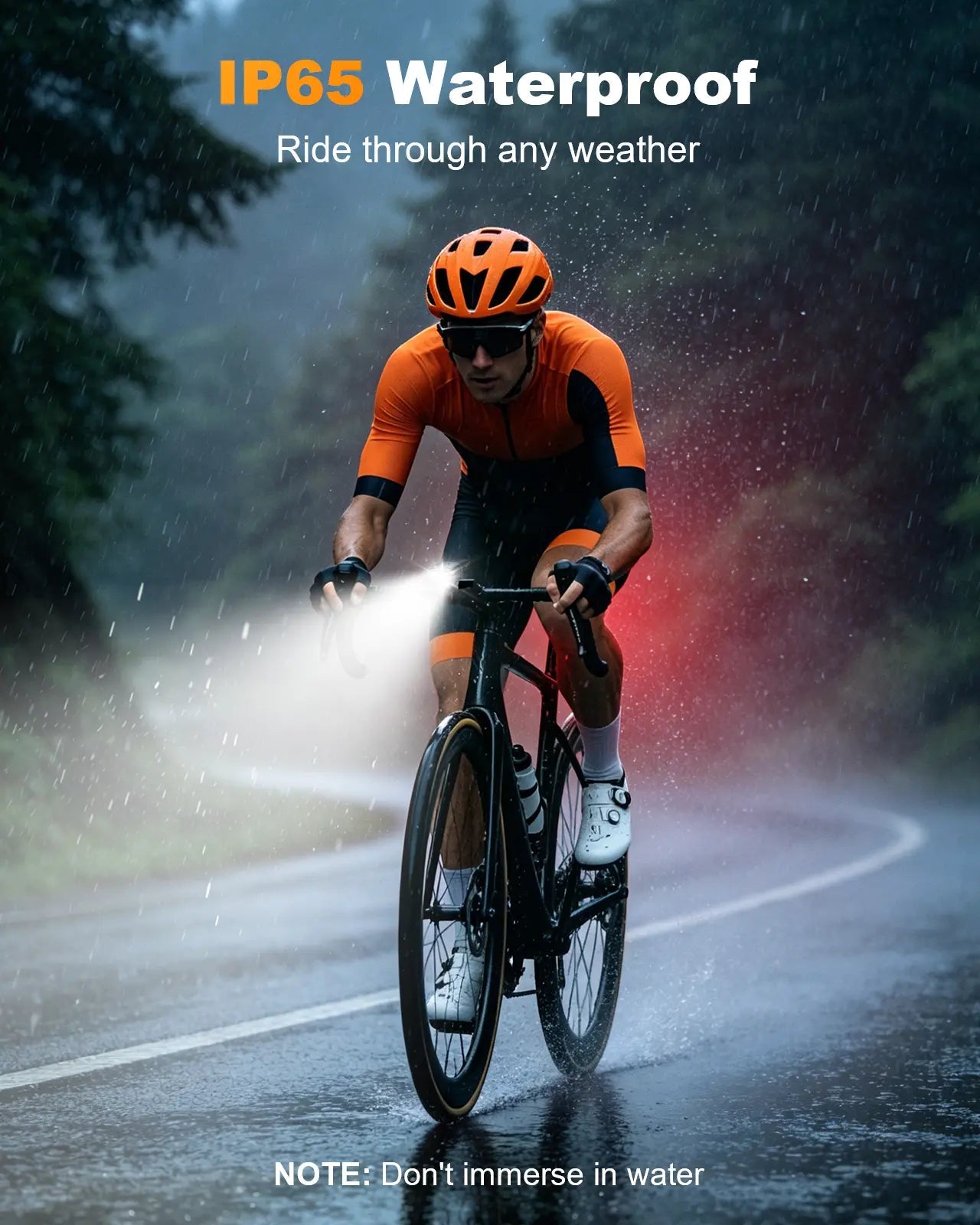 Zewdov 1200LM Bike Light, 2600mAh USB Rechargeable, 2 Ultra Bright LED - zewdov