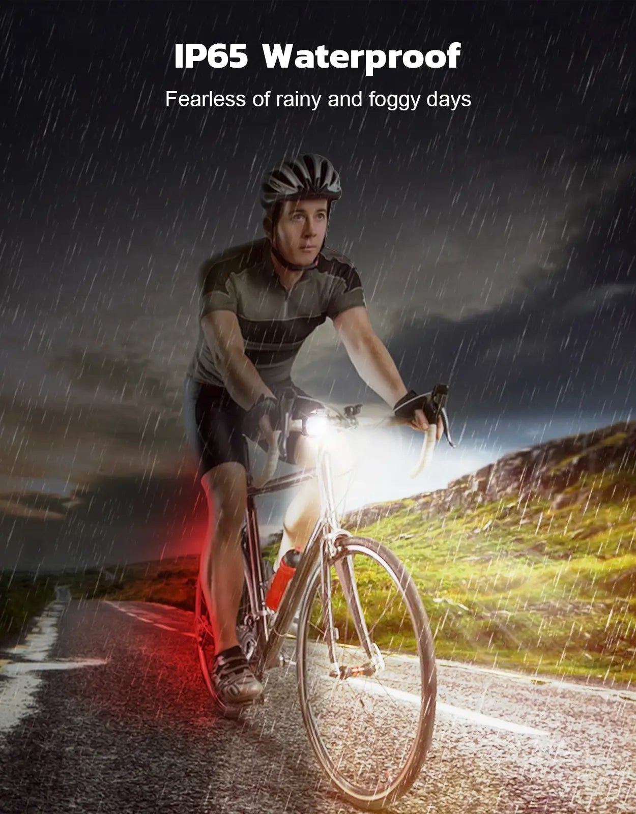 Zewdov Bike Lights Set, USB Rechargeable Front and Rear - zewdov