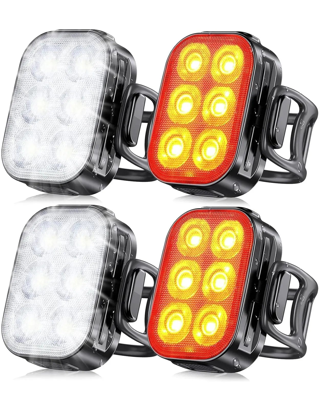 Zewdov Bike Lights Set, USB Rechargeable Front and Rear - zewdov