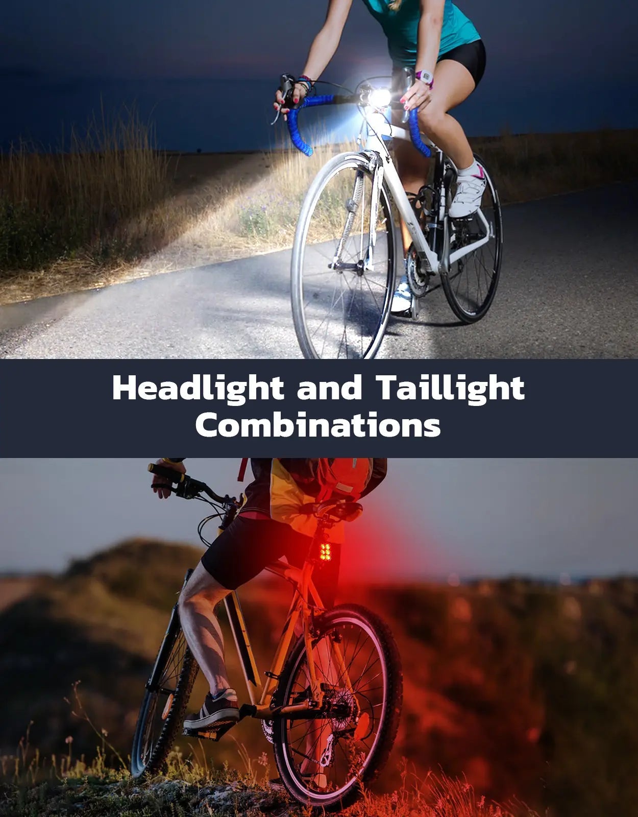 Zewdov Bike Lights Set, USB Rechargeable Front and Rear - zewdov