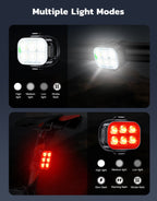 Zewdov Bike Lights Set, USB Rechargeable Front and Rear Bicycle Lights for Night Riding – Waterproof LED Safety Light - zewdov