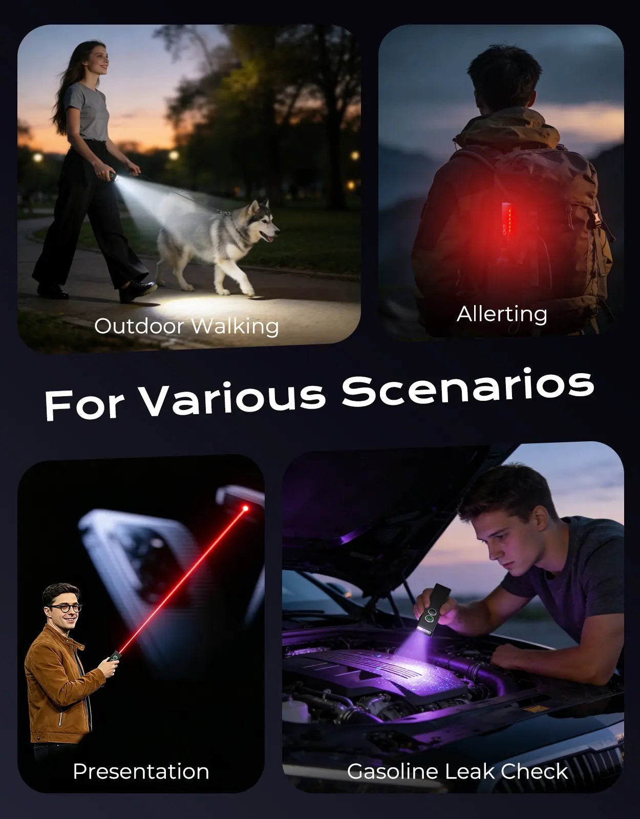 Zewdov Rechargeable EDC Flashlight 1300 Lumen, USB-C Mini Pocket Torch – 5 Light Sources - zewdov