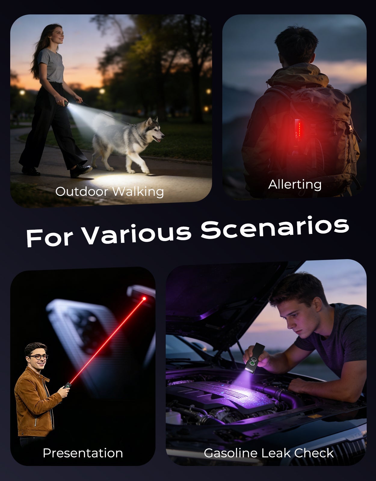 Zewdov Rechargeable EDC Flashlight 1300 Lumen, USB-C Mini Pocket Torch – 5 Light Sources - zewdov
