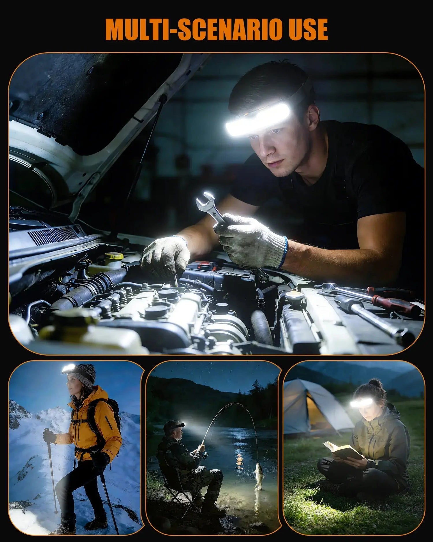 Zewdov Rechargeable Headlamp Wide Beam 500 Lumen – 230° LED - zewdov