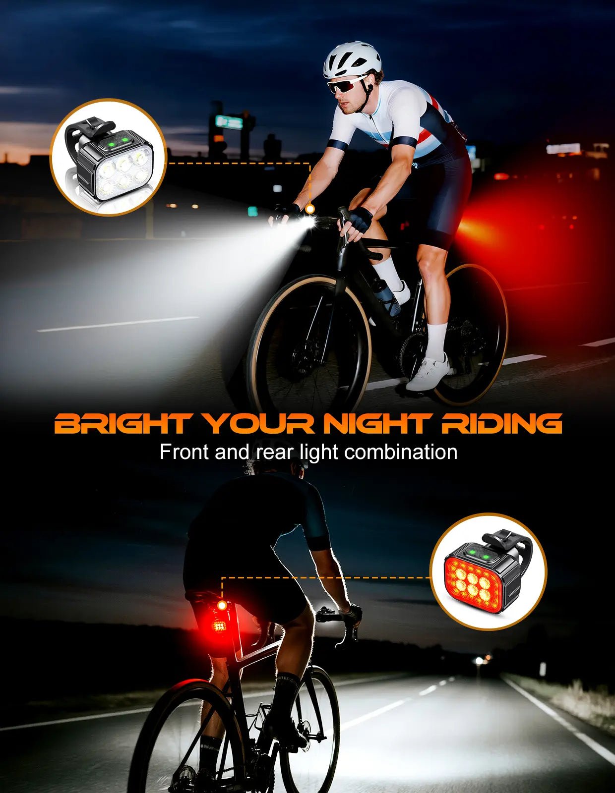 Zewdov Spot Flood Beam Bike Lights – 500LM Rechargeable - zewdov