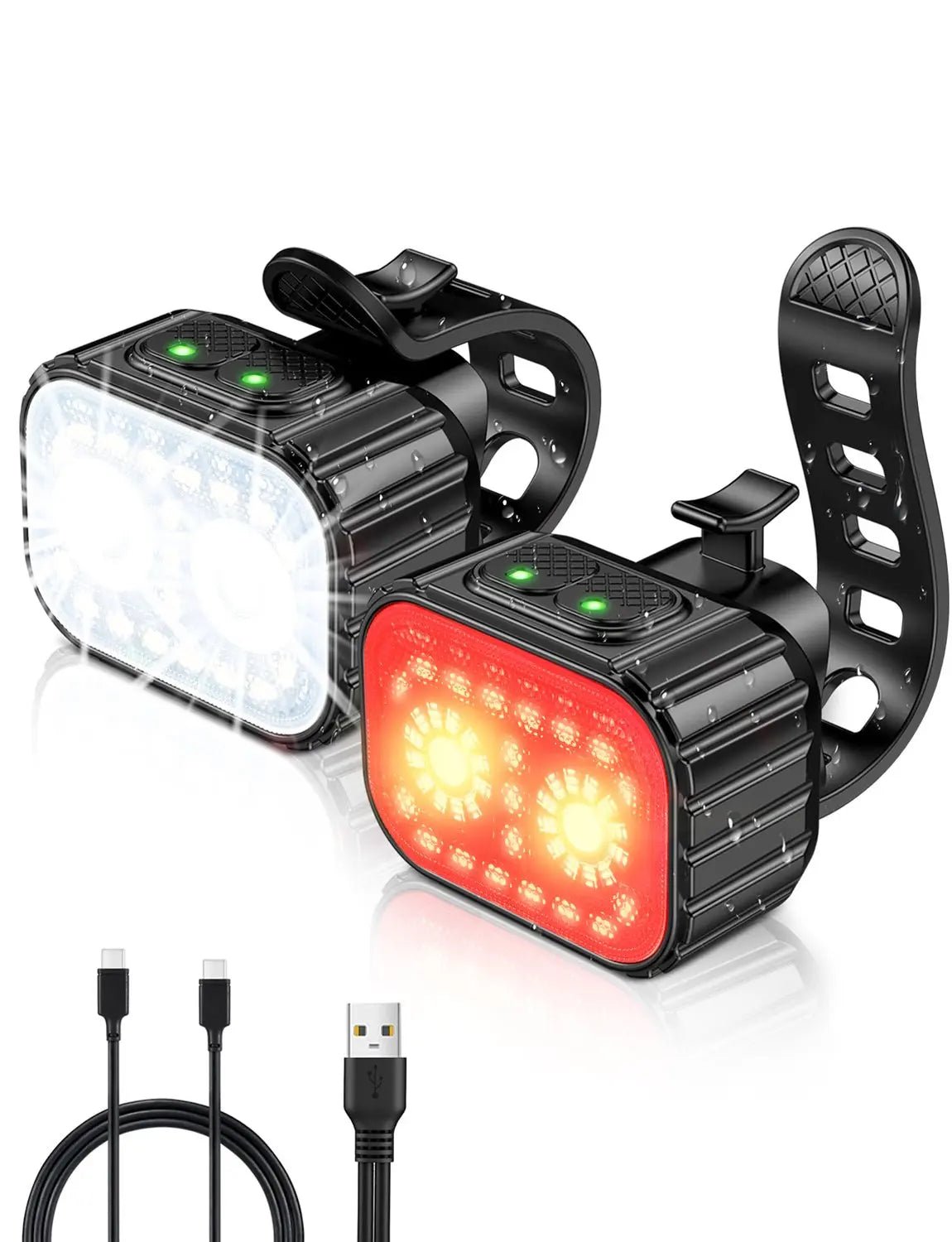 Zewdov Super Bright Bike Lights IPX6 – 2×4 Modes 58Hr - zewdov
