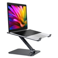 Zewdov Foldable Laptop Stand, Height Adjustable Ergonomic Computer Stand for Desk, Aluminum Portable Laptop Riser Holder Mount Compatible with MacBook Pro Air, HP, Dell 10-16" (Black)