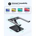 Zewdov Foldable Laptop Stand, Height Adjustable Ergonomic Computer Stand for Desk, Aluminum Portable Laptop Riser Holder Mount Compatible with MacBook Pro Air, HP, Dell 10-16" (Black)
