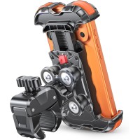 Zewdov 2026 Anti-Shake Motorcycle Phone Mount Holder with Vibration Dampener & Quick Install Clamp, Strong Grip & Anti-Drop Bike Phone Holder for Bicycle/ATV/Scooter, Fits for iPhone/Samsung 4.7-6.8"