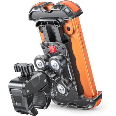 Zewdov 2026 Anti-Shake Motorcycle Phone Mount Holder with Vibration Dampener & Quick Install Clamp, Strong Grip & Anti-Drop Bike Phone Holder for Bicycle/ATV/Scooter, Fits for iPhone/Samsung 4.7-6.8"