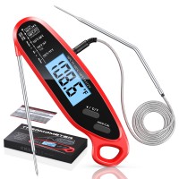 Zewdov Instant Read Meat Thermometer Digital for Cooking with Dual Probes, Big Backlight Screen & Calibration, Kitchen Food Thermometer for Oven, Candy, Grill, Smoker, Air Fryer, BBQ & Oil Fry