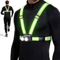 Zewdov 800LM Ultra Bright Running Lights for Runners, 7 Modes & 360° Reflective Running Vest, IPX4 Waterproof, 45° Adjustable Rechargeable Running Light for Walking/Hiking/Cycling/Working/Jogging