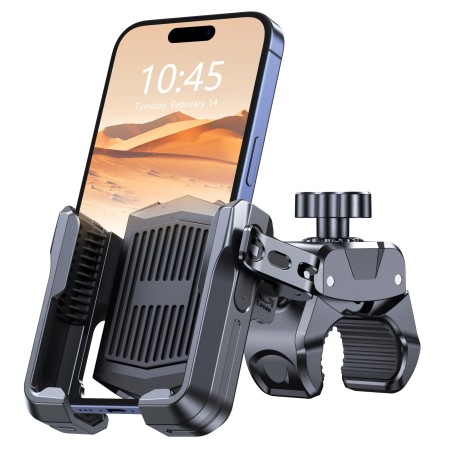 Zewdov 2024 Motorcycle Phone Mount, Bike Phone Holder Mount [Camera Friendly] [Built-in Holder for AirTag], Bicycle Scooter Phone Mount Handlebar Clamp, Compatible with iPhone Samsung, 4.7-6.8” Phones