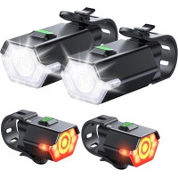 Zewdov 3+6 Modes Bike Lights for Night Riding with Side Light, Rechargeable & IP65 Waterproof Bicycle Light, Bike Headlight and Tail Light Set for Road Mountain Cycling