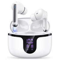 Zewdov Wireless Earphones, [HiFi Stereo Sound] Bluetooth 5.3 Earbuds, 50H Playtime, Touch Control, Deep Bass Noise Cancelling Mic, Lightweight Headphones Wireless in-Ear with LED Display Charging Case